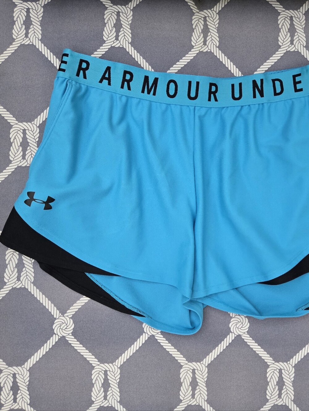 Under Armour Play Up 3.0 Twist Shorts Bright Blue & Black Pockets UA Women's M